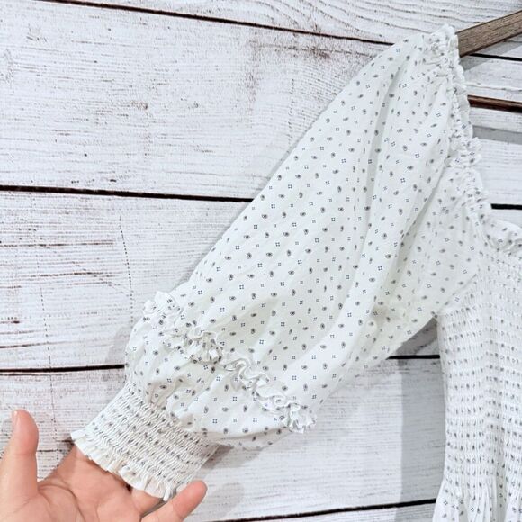 Hill House Home Nesli Nap Dress White Smocked Puff Sleeve Midi Cottagecore XS - Picture 4 of 12